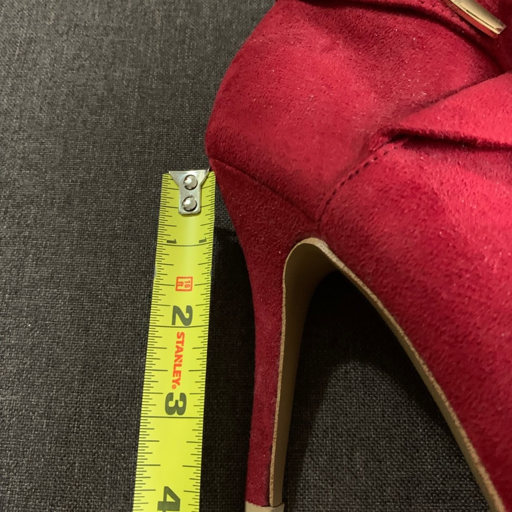 Suede Red Booties, Size 9, never worn
